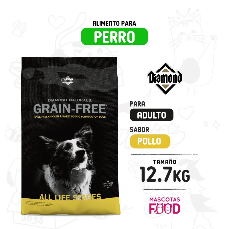 Diamond Naturals Grain Free para Perros sabor Pollo 12.7 KG