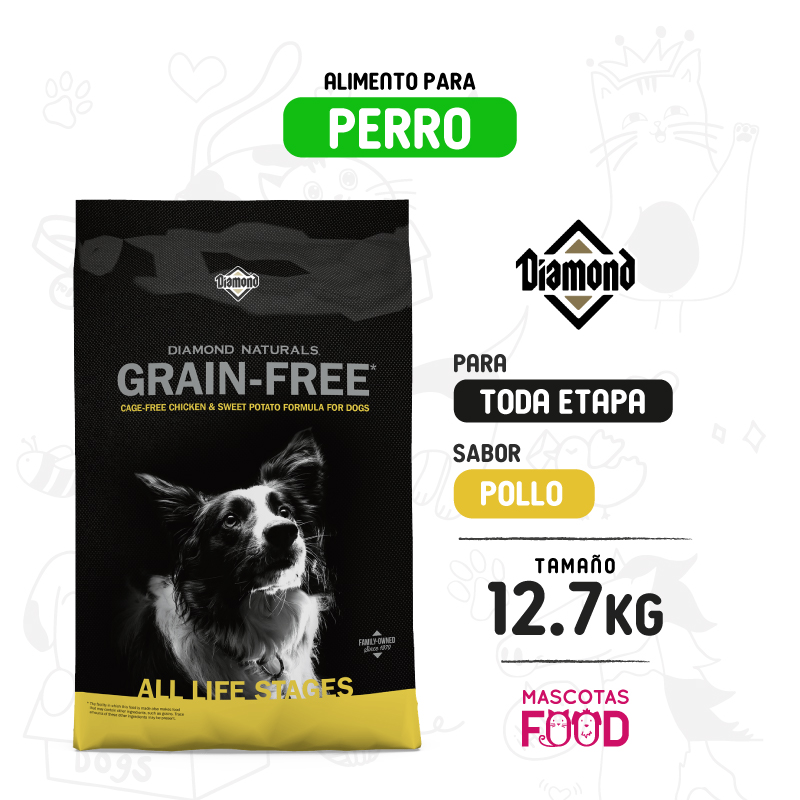 Diamond Naturals Libre de granos para perros sabor Pollo y papa dulce 12.7 KG