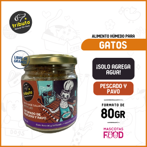 Alimento húmedo para gatos Tributo Sabor Estofado de pescado con pavo 80 GR