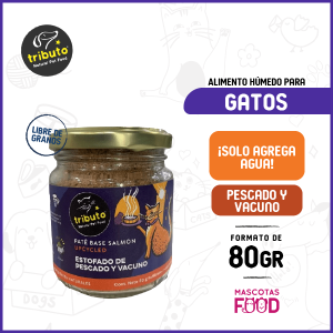 Alimento húmedo para gatos Tributo Sabor Estofado de pescado con vacuno 80 GR