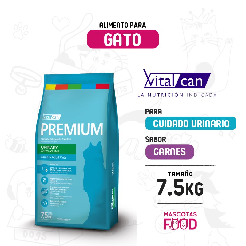 Vitalcan PREMIUM para Gatos cuidados urinarios 7.5 KG