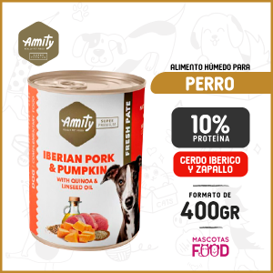Alimento húmedo para perros Amity Sabor Cerdo iberico con Calabaza 400 GR