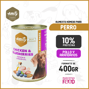 Alimento húmedo para perros Amity Sabor Pollo con Arandanos 400 GR