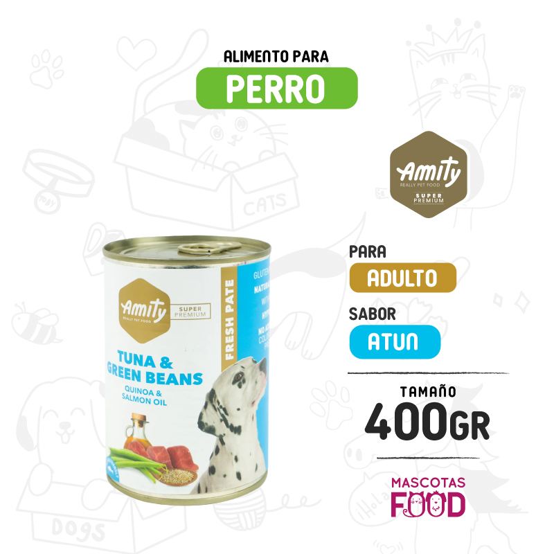 Alimento húmedo para perros Amity Sabor Atún y Judias Verdes 400 GR