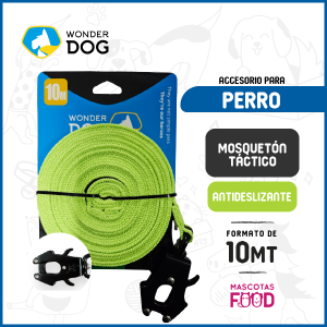 Correa antideslizante con mosquetón táctico Color Verde Wonderdog 10 Metros