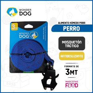 Correa antideslizante con mosquetón táctico Color Verde Fluor Wonderdog 3 Metros