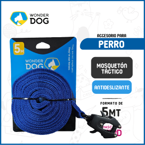 Correa antideslizante con mosquetón táctico Color Verde Fluor Wonderdog 5 Metros