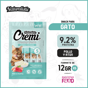 Snack para Gatos Naturalistic Cremi Sabor Pollo y Atún 60 GR.
