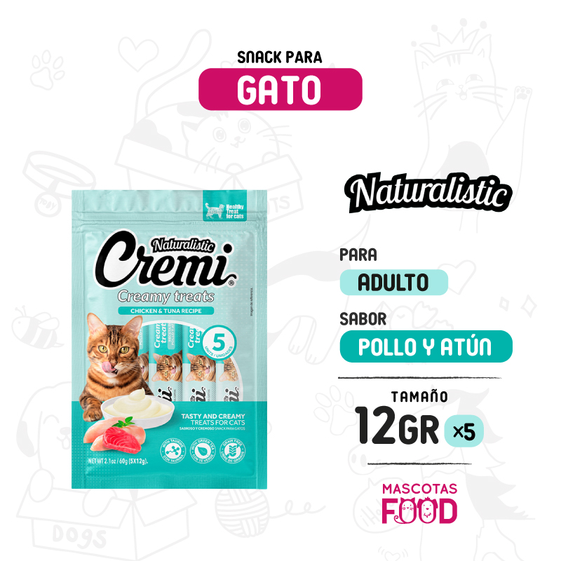 Cremi para Gatos Naturalistic sabor Pollo y Atun 60 GR
