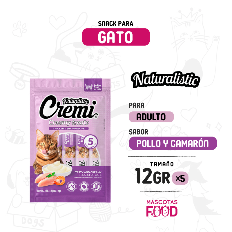 Cremi para Gatos Naturalistic sabor Pollo y camaron 60 GR