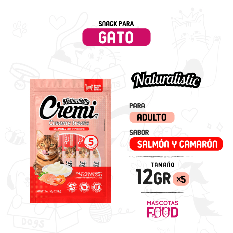 Cremi para Gatos Naturalistic sabor Salmon y camaron 60 GR