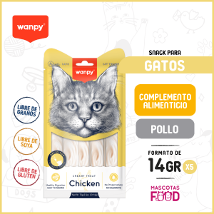 Snack para Gatos Creamy Treat Wanpy Sabor Pollo 70 GR.