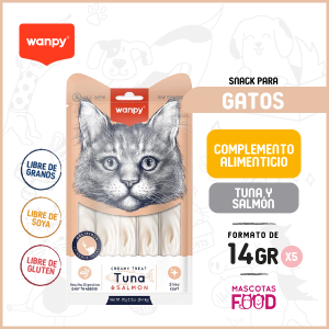 Snack para Gatos Creamy Treat Wanpy Sabor Tuna y salmon 70 GR.