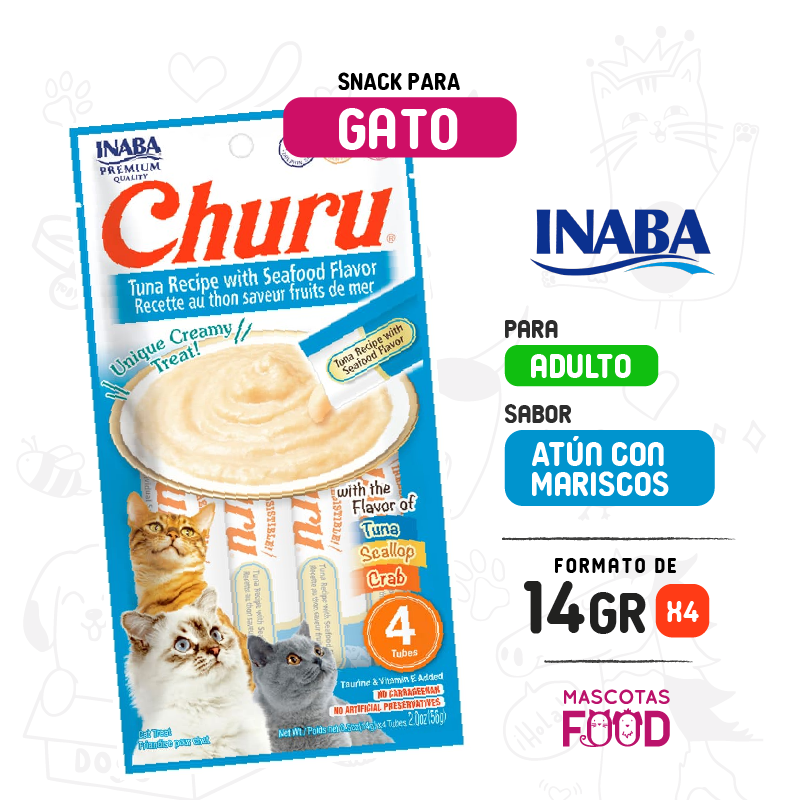 Churu para Gatos sabor Atún con marisco 4 Tubitos