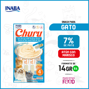 Snack para Gatos Inaba Churu sabor Atún con marisco 56GRS.
