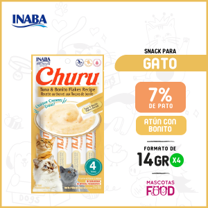 Snack para Gatos Inaba Churu sabor Atún con hojuelas de Bonito 56GRS.