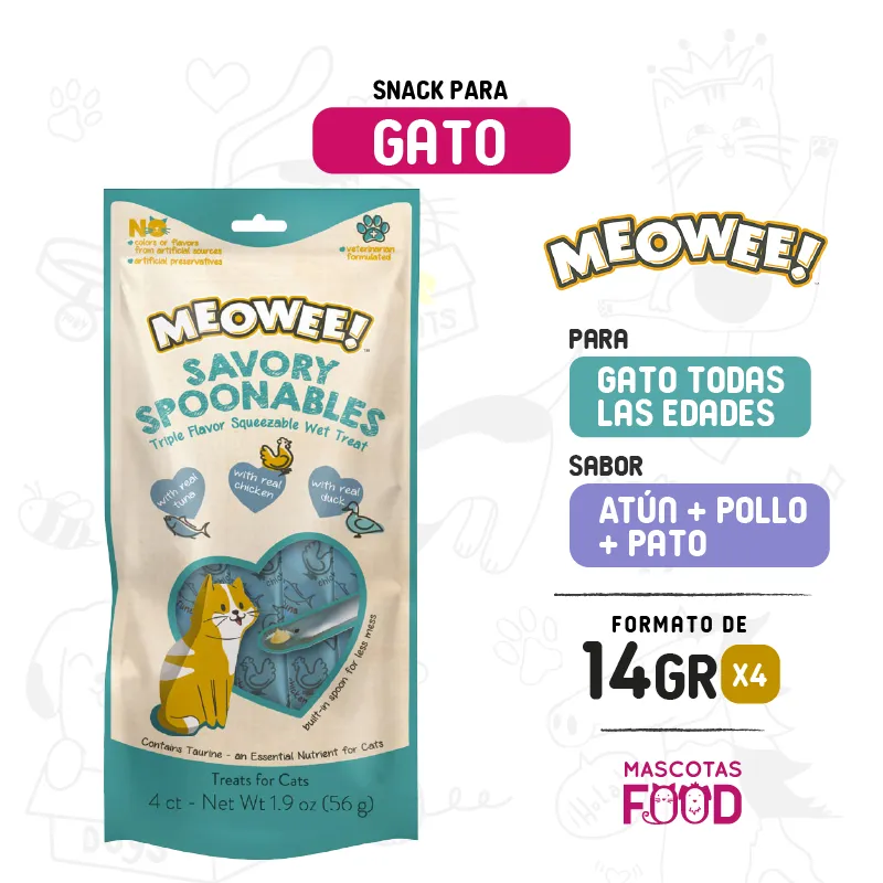 Meowee! cuchareable Sabor pollo, atún y pato 4x14GR
