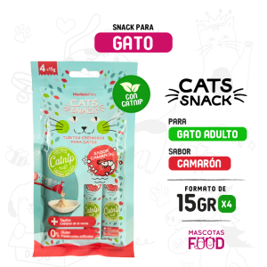 Cats Snack tubito cremoso Sabor Camarón con Hierba Gatera