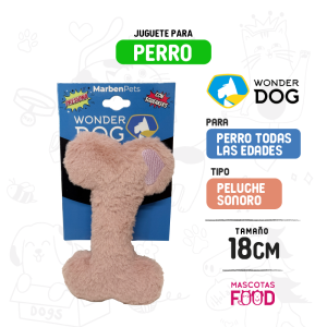 Juguete Hueso de peluche con squeaker colores variados Wonder dog 18 CM