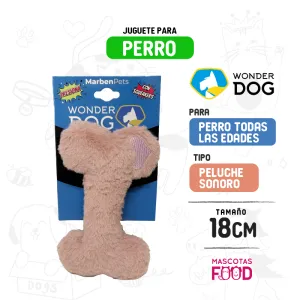 Juguete Hueso de peluche con squeaker colores variados Wonder dog 18 CM
