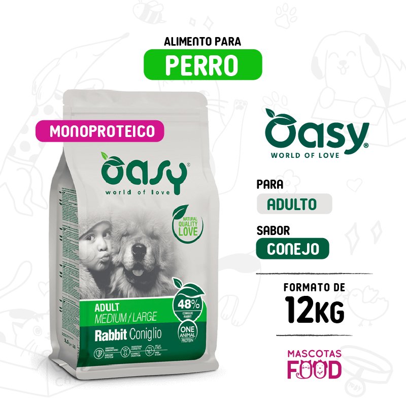Oasy para Perro Adulto monoproteico Conejo 12KG