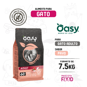 Oasy para Gato Adulto libre de granos sabor pavo 7.5KG