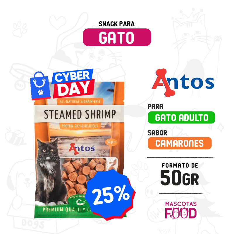 Snack para Gatos Antos Wild Camarones al vapor 50 gr