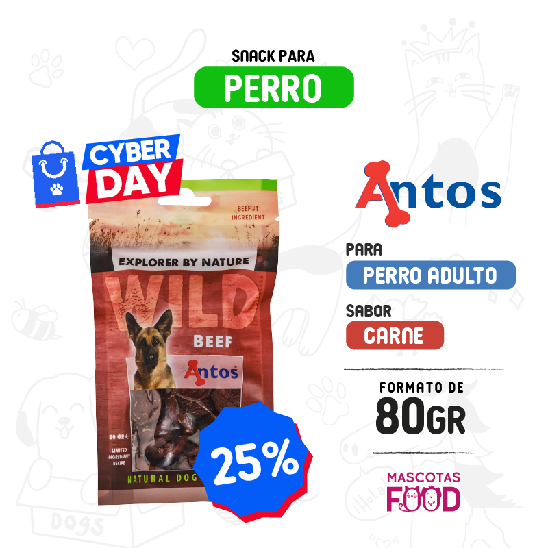 Snack para perros Antos Wild Carne 80 gr