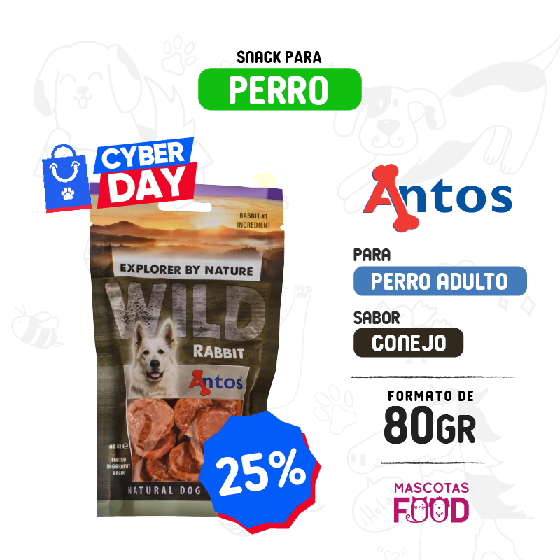 Snack para perros Antos Wild Conejo 80 gr