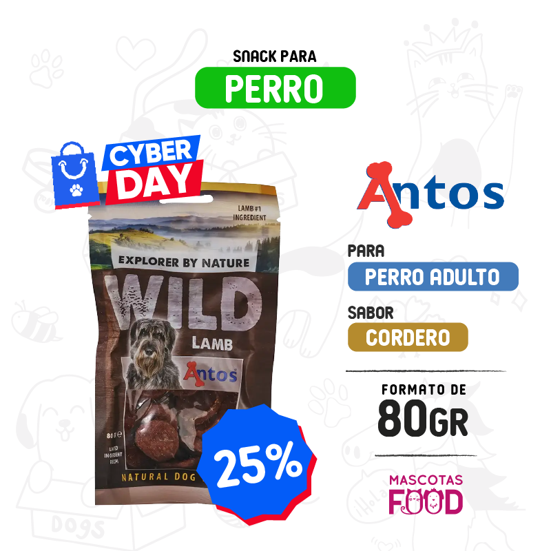Snack para perros Antos Wild Cordero 80 gr