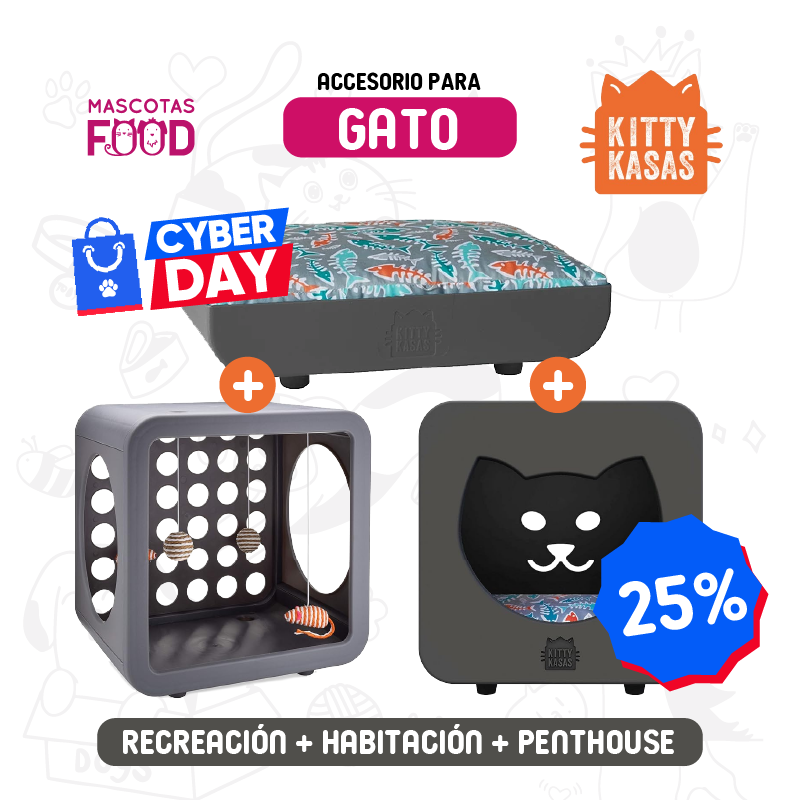 Inicio 28 Kit 3 Kitty Kasas para Gato color Gris Oscuro