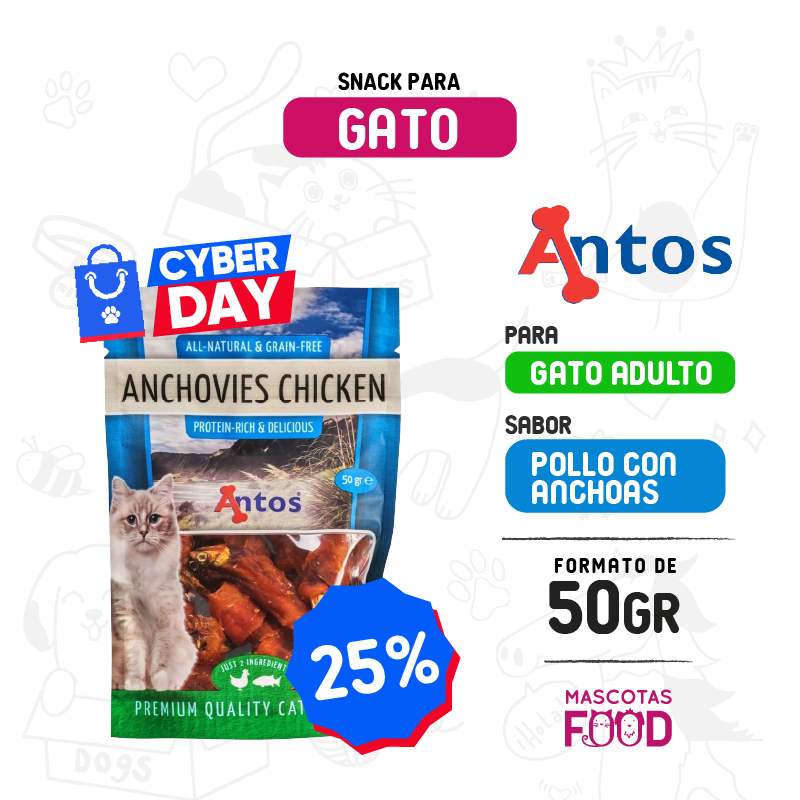 Snack para Gatos Antos Wild Pollo con anchoas 50 gr