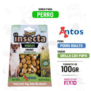 Snack para perros Antos Wild Insecta Grillo y papa dulce 100 gr