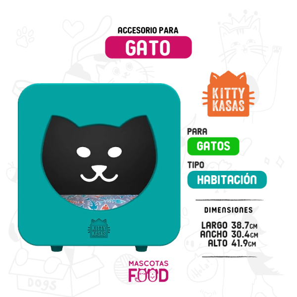 Kitty Kasas para Gato Habitación Verde azulado