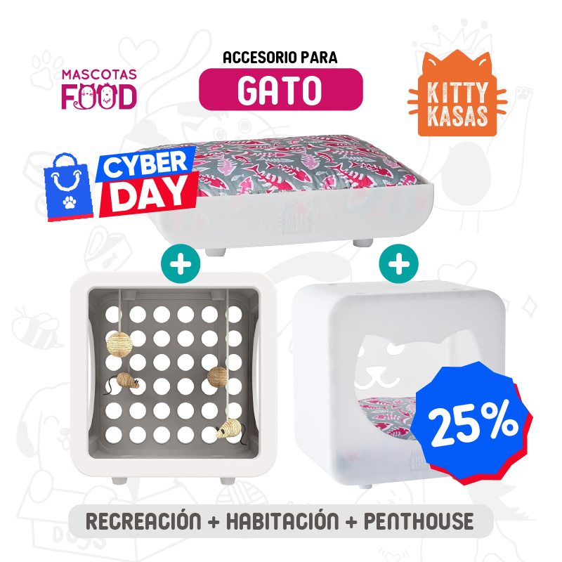 Inicio 30 Kit 3 Kitty Kasas para Gato color Blanco