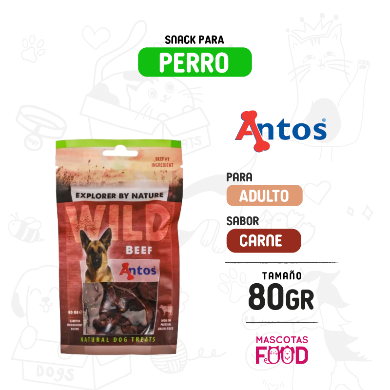 Inicio 14 Snack para perros Antos Wild Carne 80 gr