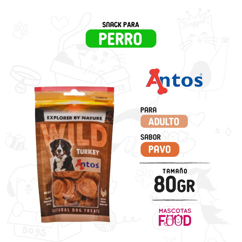 Inicio 12 Snack para perros Antos Wild Pavo 80 gr