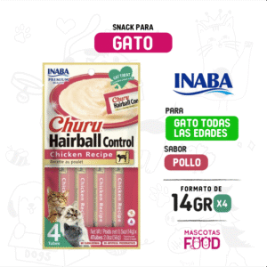 Snack para Gatos Control bola de pelos Inaba Churu sabor Pollo 56 GR