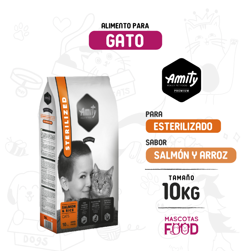 Amity Premium para Gato Esterilizado sabor Salmón 10 KG