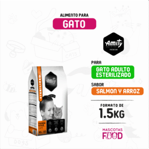 Alimento para Gato Esterilizado Amity Premium Sabor Salmon 1.5 KG