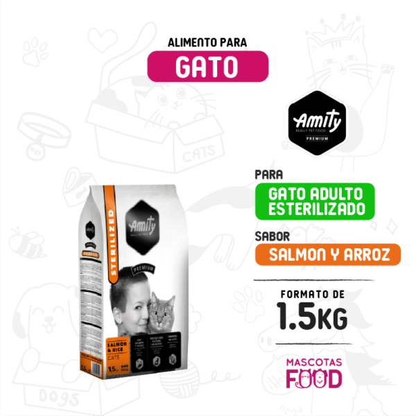 Alimento para Gato Esterilizado Amity Premium Sabor Salmon 1.5 KG