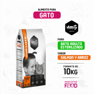 Alimento para Gato Esterilizado Amity Premium Sabor Salmon 10 KG