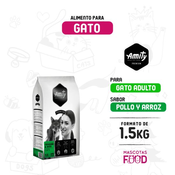 Alimento para Gato Amity Premium Sabor Pollo 1.5 KG