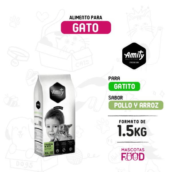 Alimento para Gatito Amity Premium Sabor Pollo 1.5 KG