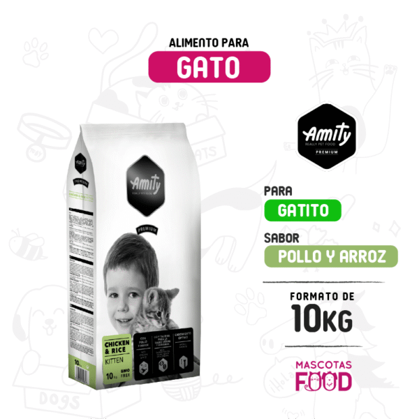 Alimento para Gatito Amity Premium Sabor Pollo 10 KG