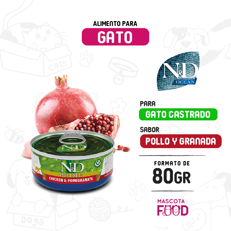 Latita N&D Prime para Gato adulto sabor Pollo granada 70 GR