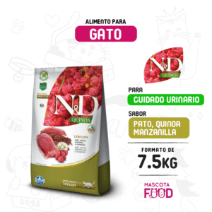 Alimento para Gato Cuidado Urinario N&D Sabor Pato 7.5 KG