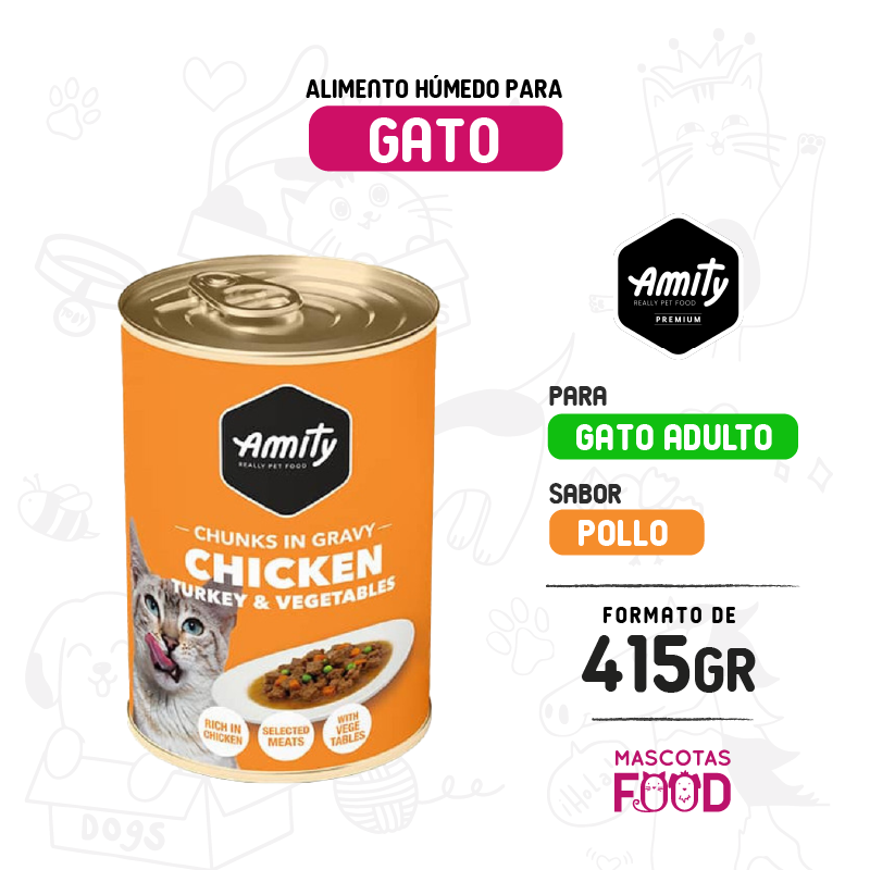 Lata para gato Amity Sabor Pollo 415GR