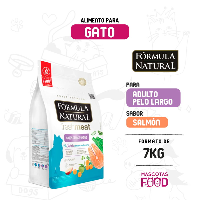 Formula Natural para Gato pelo largo sabor Salmon 7 KG