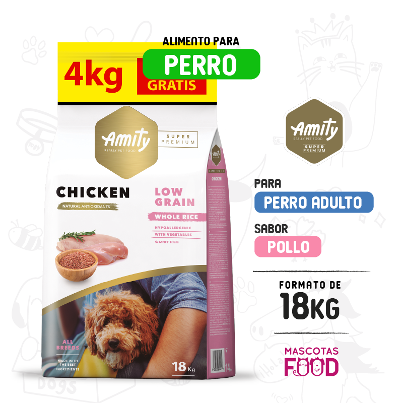 Amity SUPER Premium para perro Adulto sabor Pollo 18 KG